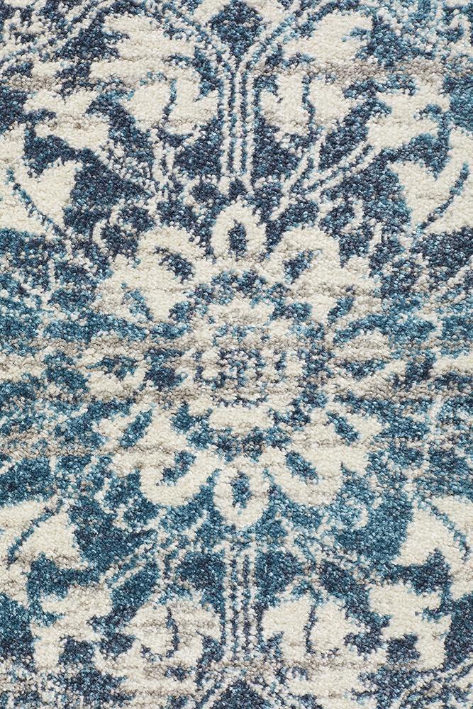 Babylon 207 Blue Round Rug - Cozy Rugs Australia