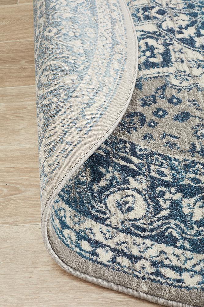 Babylon 207 Blue Round Rug - Cozy Rugs Australia
