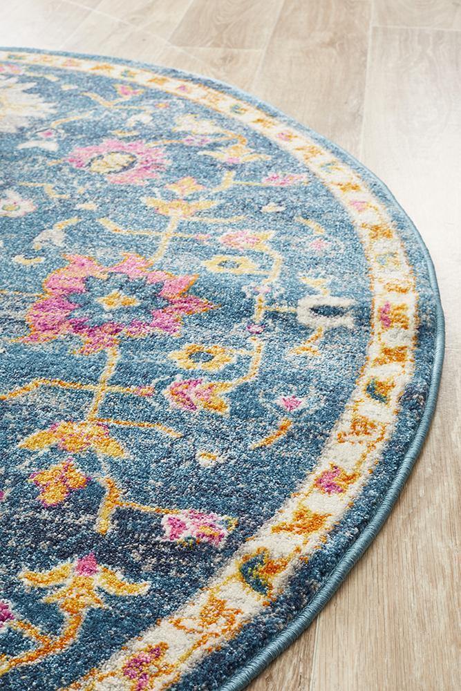 Babylon 209 Navy Round Rug - Cozy Rugs Australia