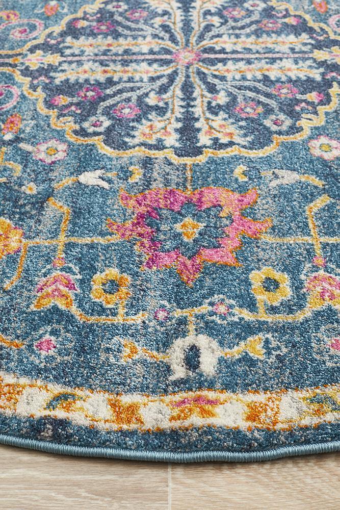 Babylon 209 Navy Round Rug - Cozy Rugs Australia