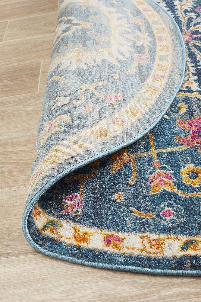 Babylon 209 Navy Round Rug - Cozy Rugs Australia
