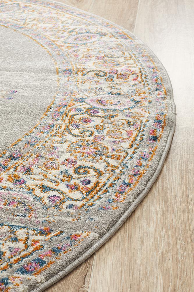 Babylon 211 Grey Round Rug - Cozy Rugs Australia