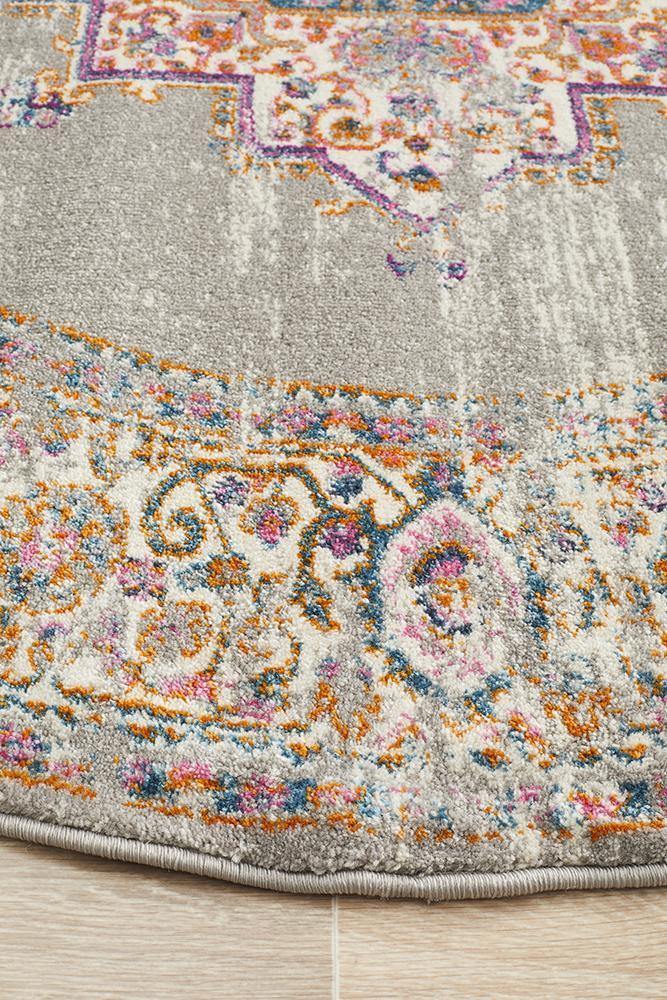 Babylon 211 Grey Round Rug - Cozy Rugs Australia