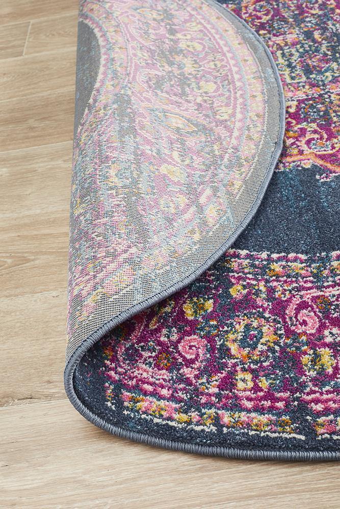 Babylon 211 Navy Round Rug - Cozy Rugs Australia