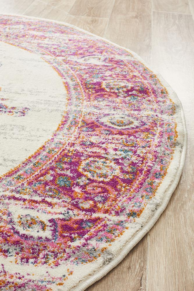 Babylon 211 Pink Round Rug - Cozy Rugs Australia