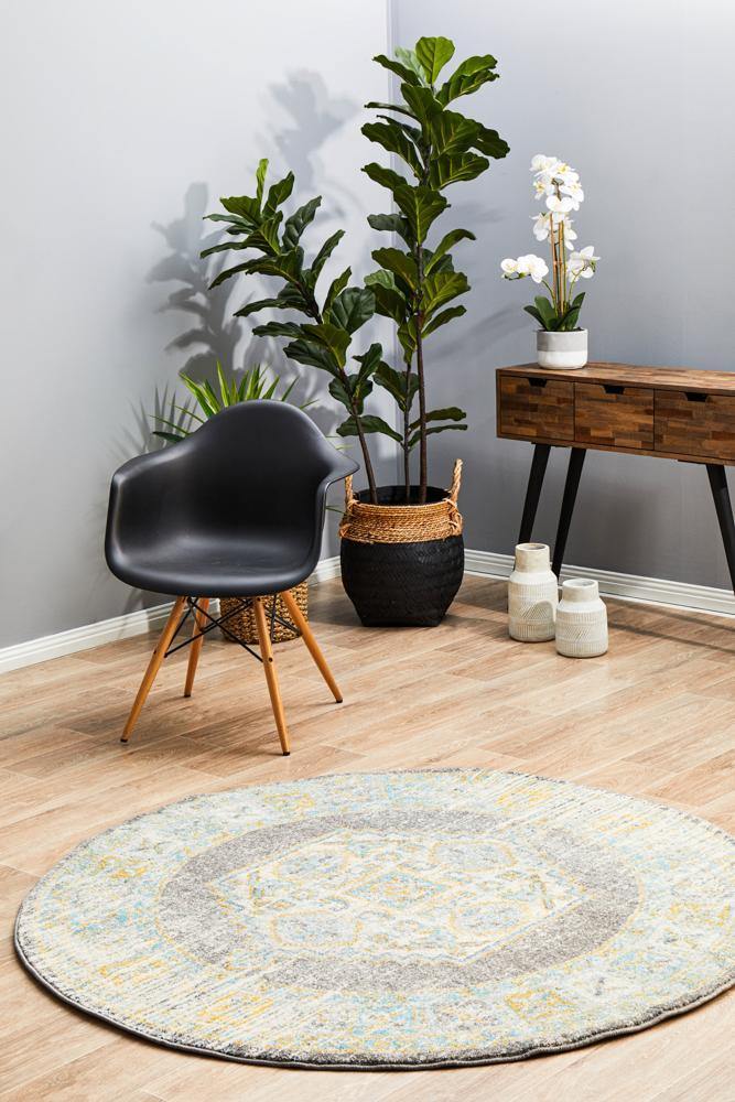Century 944 Grey Round Rug - Cozy Rugs Australia