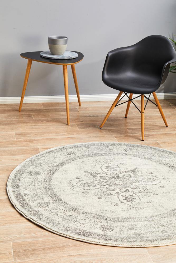 Century 977 Silver Round Rug - Cozy Rugs Australia