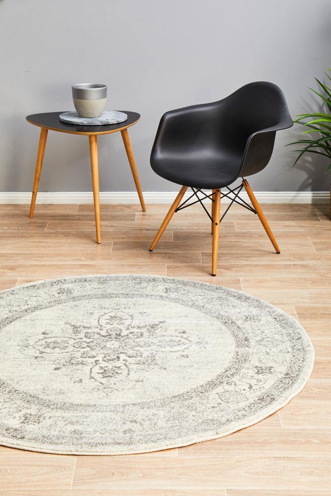 Century 977 Silver Round Rug - Cozy Rugs Australia