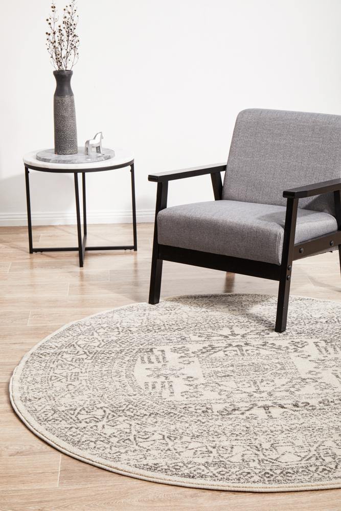Chrome Addison Silver Round Rug - Cozy Rugs Australia