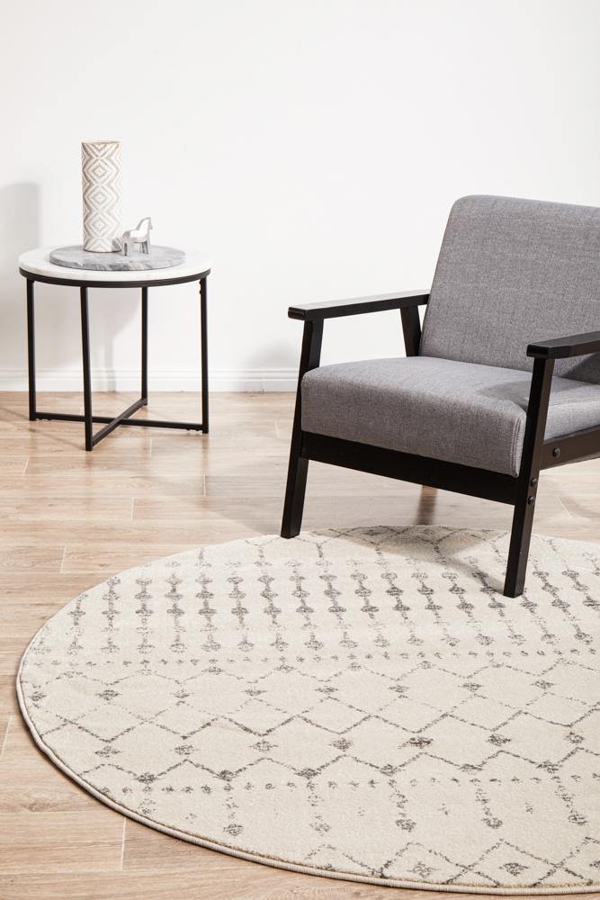 Chrome Elsa Silver Round Rug - Cozy Rugs Australia