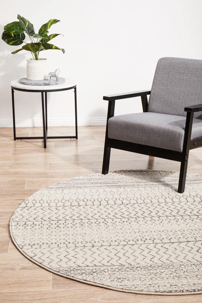 Chrome Harper Silver Round Rug - Cozy Rugs Australia