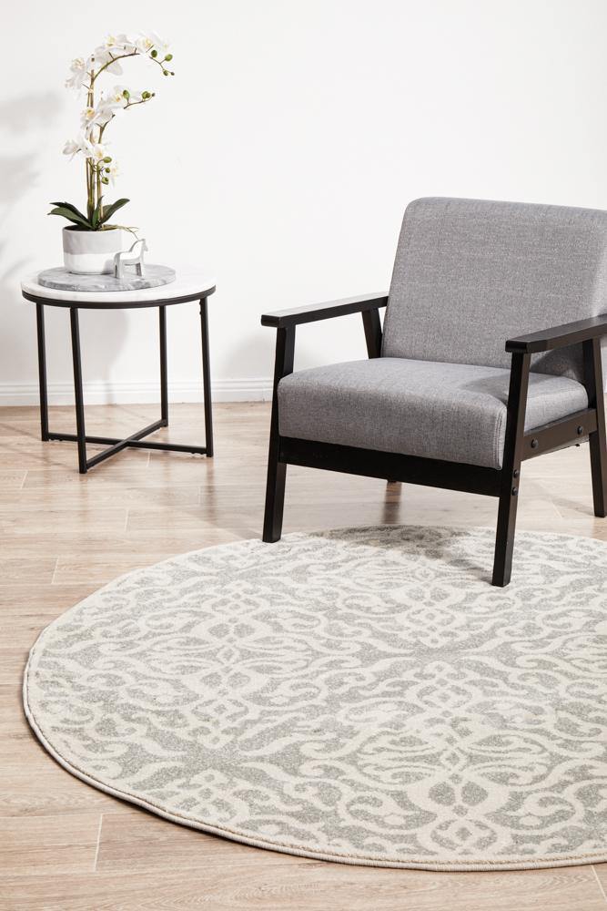 Chrome Lydia Silver Round Rug - Cozy Rugs Australia