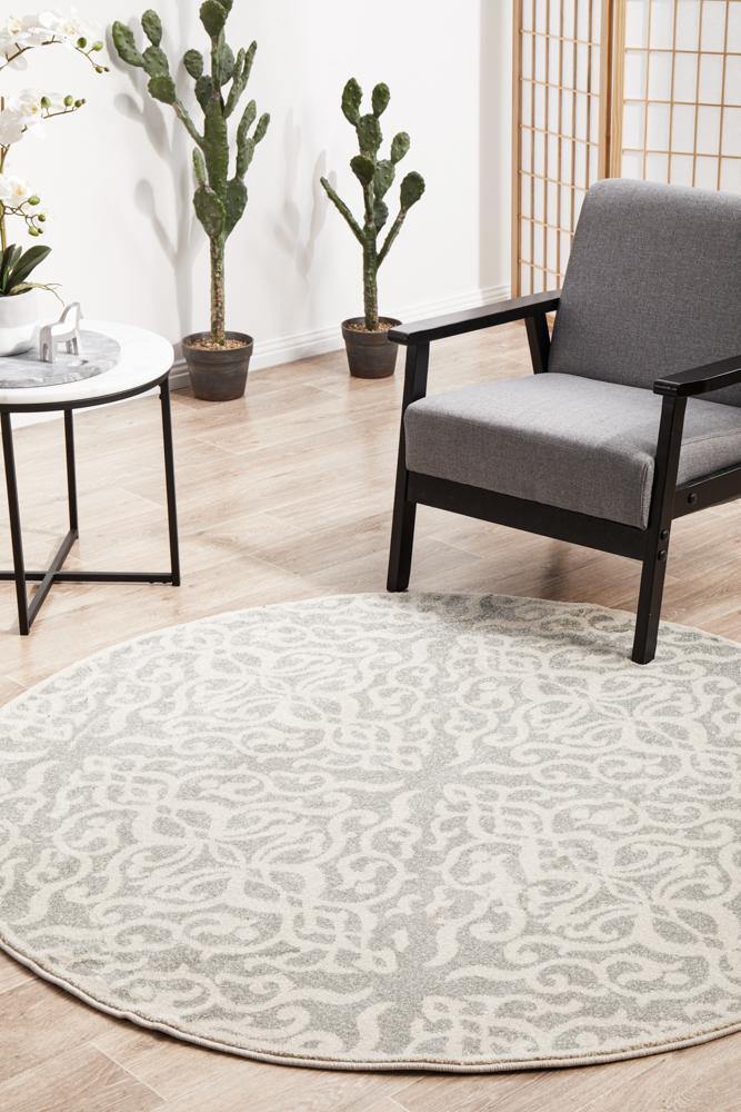 Chrome Lydia Silver Round Rug - Cozy Rugs Australia