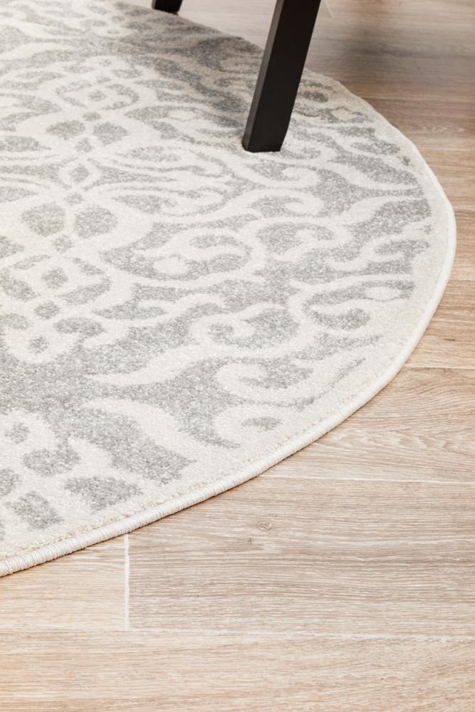 Chrome Lydia Silver Round Rug - Cozy Rugs Australia