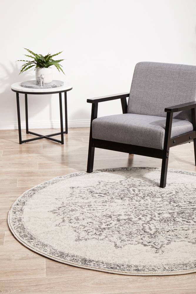 Chrome Rita Silver Round Rug - Cozy Rugs Australia