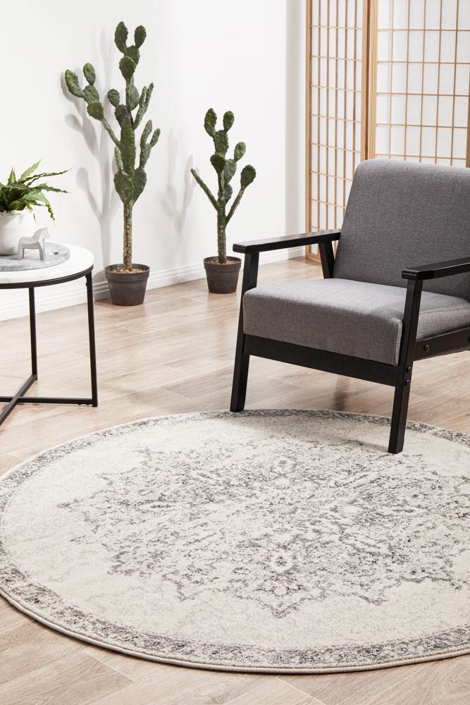 Chrome Rita Silver Round Rug - Cozy Rugs Australia