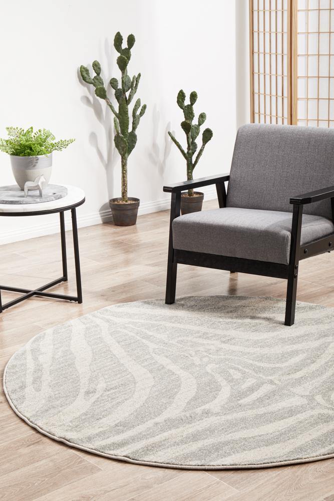 Chrome Savannah Silver Round Rug - Cozy Rugs Australia