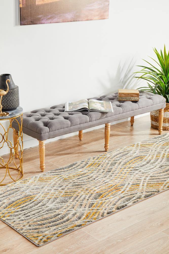 Dreamscape Flurry Modern Charcoal Runner Rug - Cozy Rugs Australia
