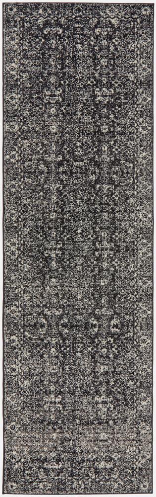 Evoke Estella Charcoal Transitional Runner Rug - Cozy Rugs Australia