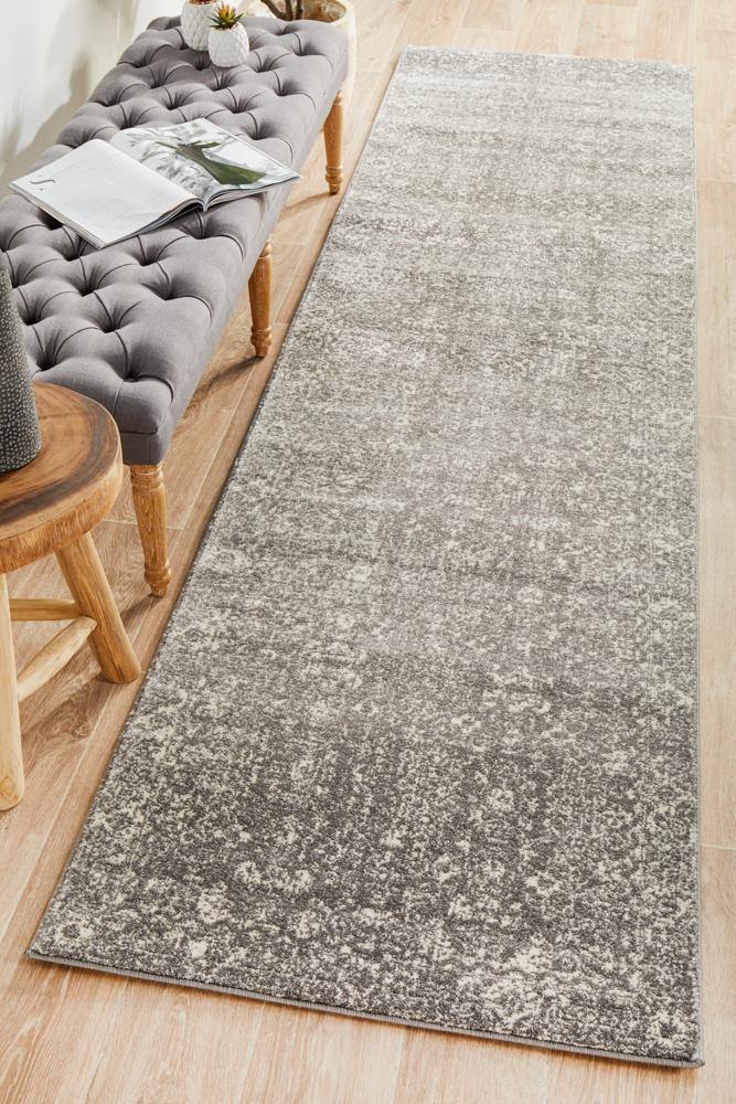 Evoke Pidgeon Grey Transitional Runner Rug - Cozy Rugs Australia