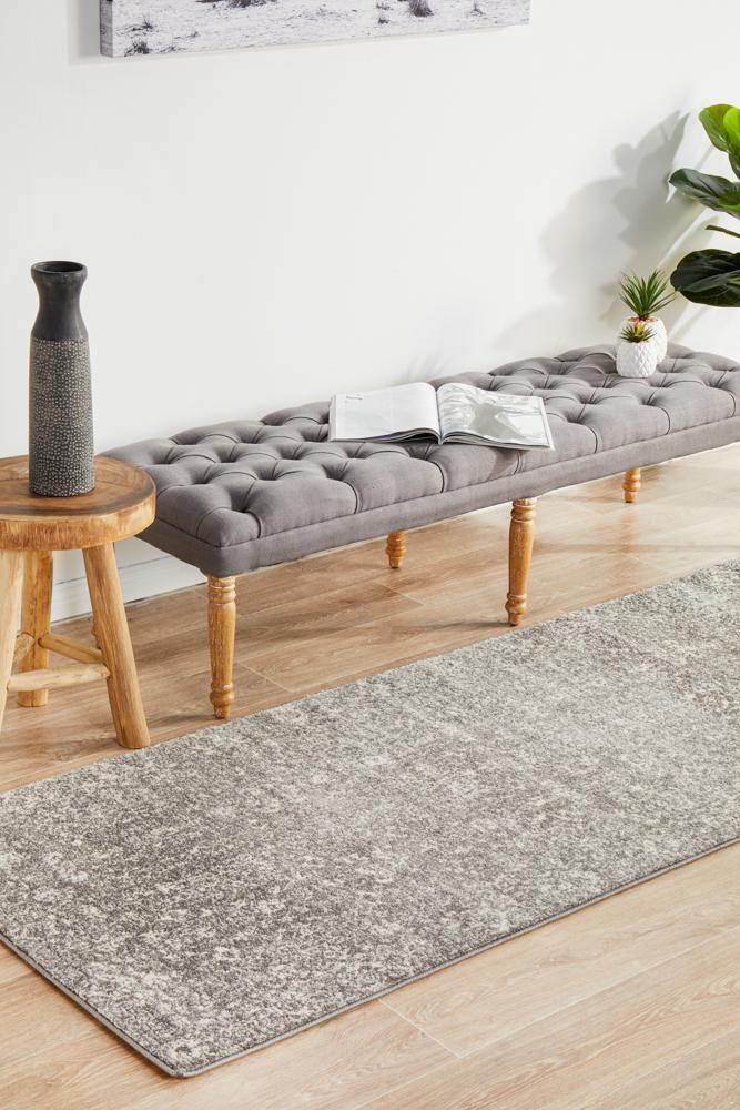 Evoke Pidgeon Grey Transitional Runner Rug - Cozy Rugs Australia