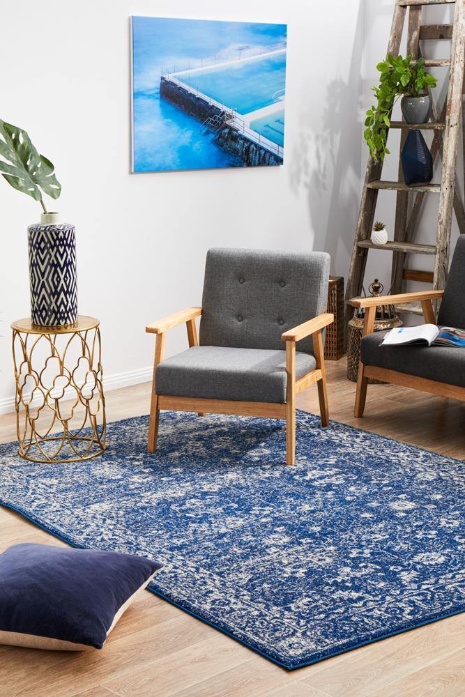 Evoke Oasis Navy Transitional Rug - Cozy Rugs Australia