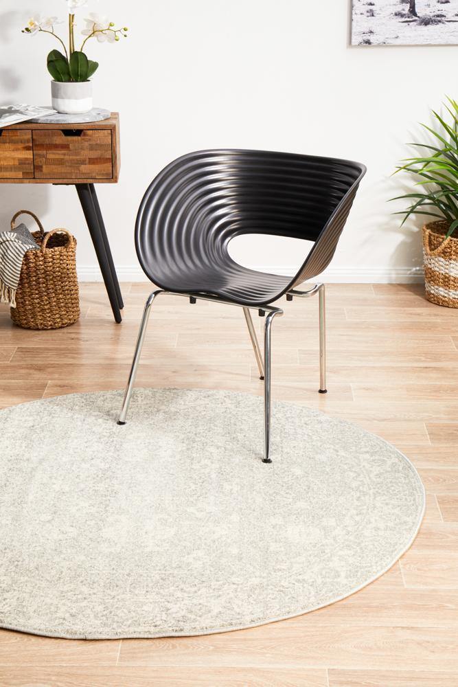 Evoke Shine Silver Transitional Round Rug - Cozy Rugs Australia