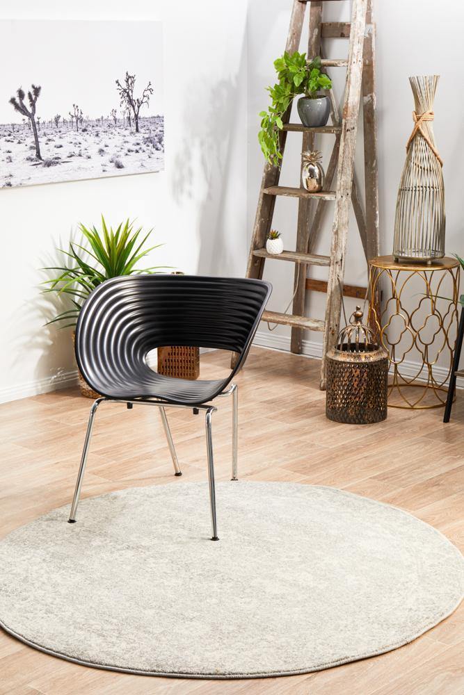 Evoke Shine Silver Transitional Round Rug - Cozy Rugs Australia