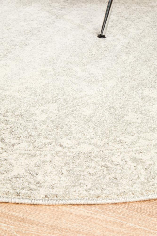 Evoke Shine Silver Transitional Round Rug - Cozy Rugs Australia