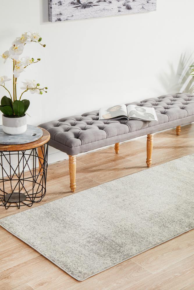 Evoke Shine Silver Transitional Runner Rug - Cozy Rugs Australia