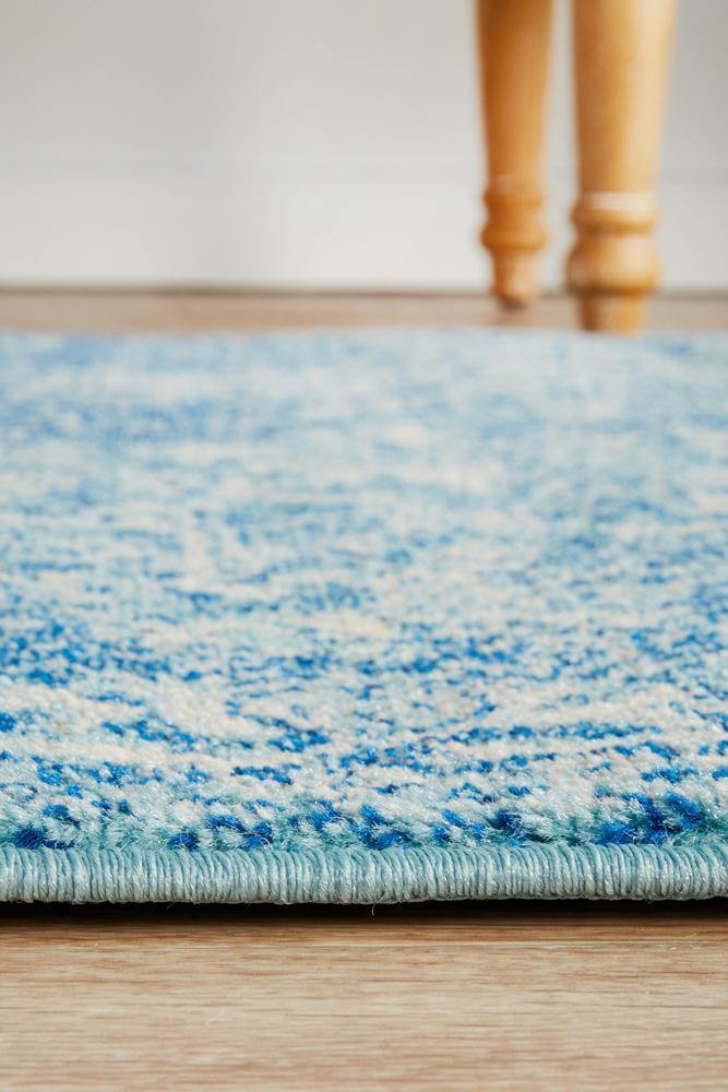 Evoke Muse Blue Transitional Runner Rug - Cozy Rugs Australia