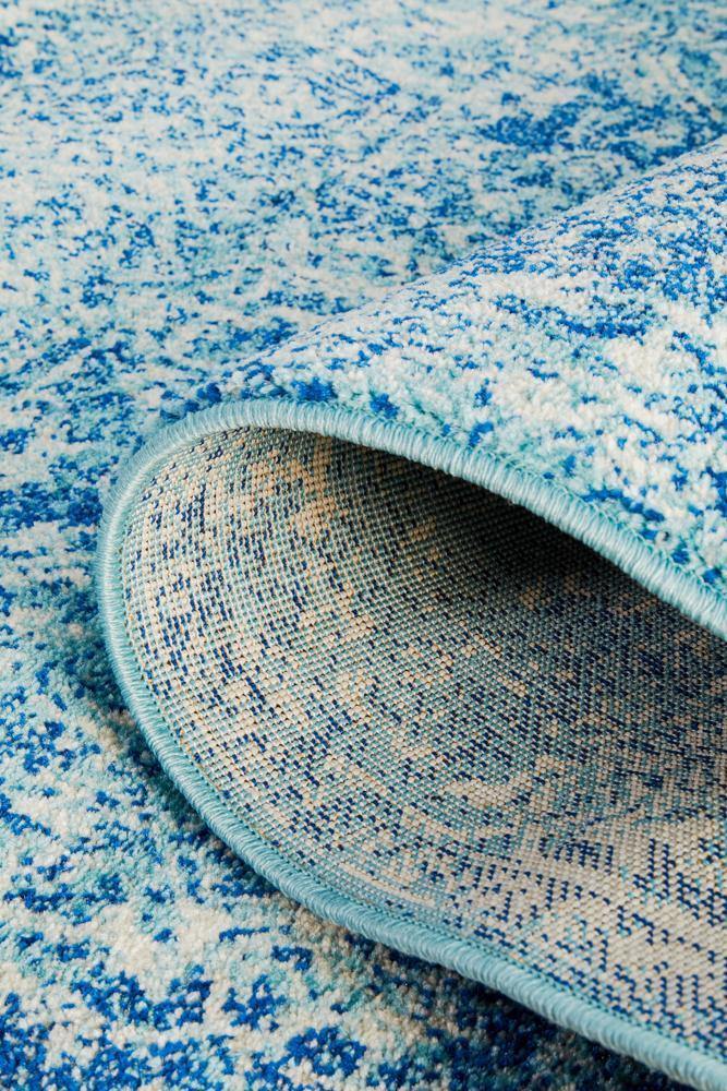 Evoke Muse Blue Transitional Runner Rug - Cozy Rugs Australia