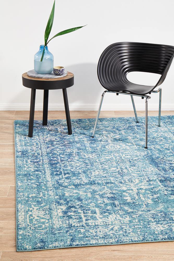 Evoke Muse Blue Transitional Rug - Cozy Rugs Australia