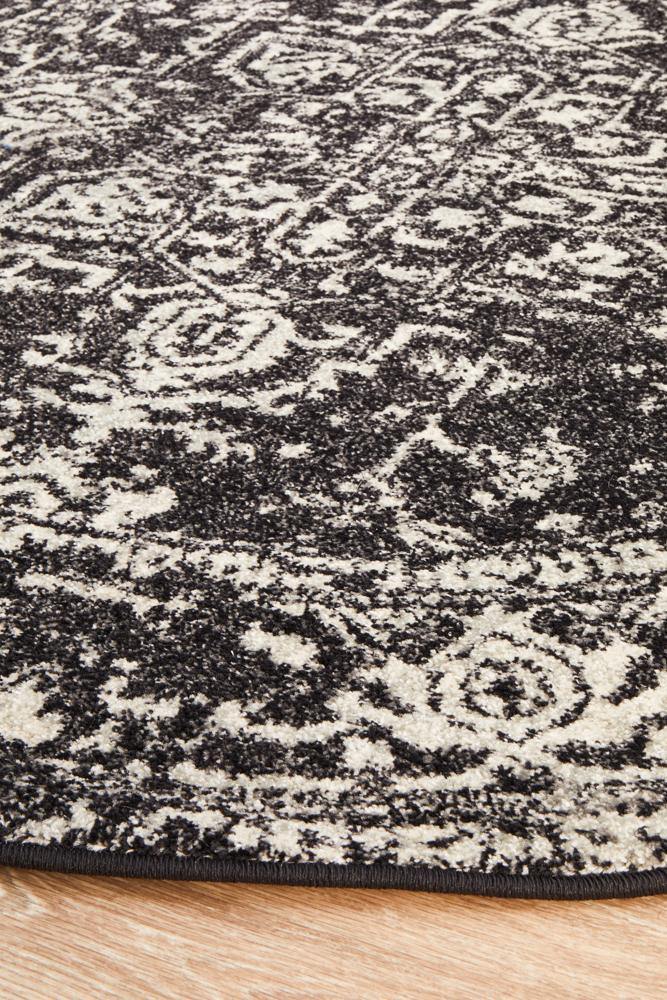 Evoke Scape Charcoal Transitional Round Rug - Cozy Rugs Australia