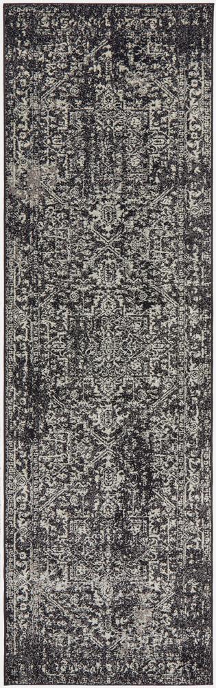 Evoke Scape Charcoal Transitional Runner Rug - Cozy Rugs Australia