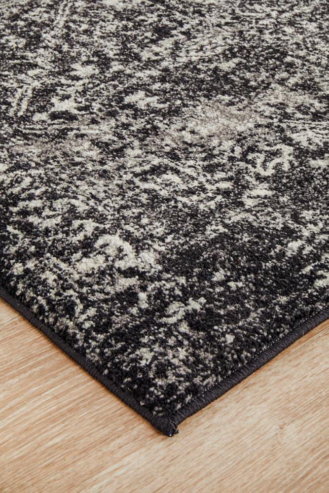 Evoke Scape Charcoal Transitional Runner Rug - Cozy Rugs Australia