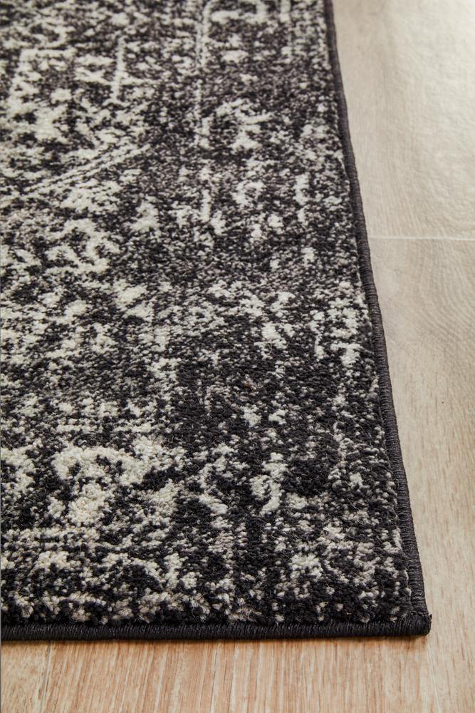Evoke Scape Charcoal Transitional Runner Rug - Cozy Rugs Australia