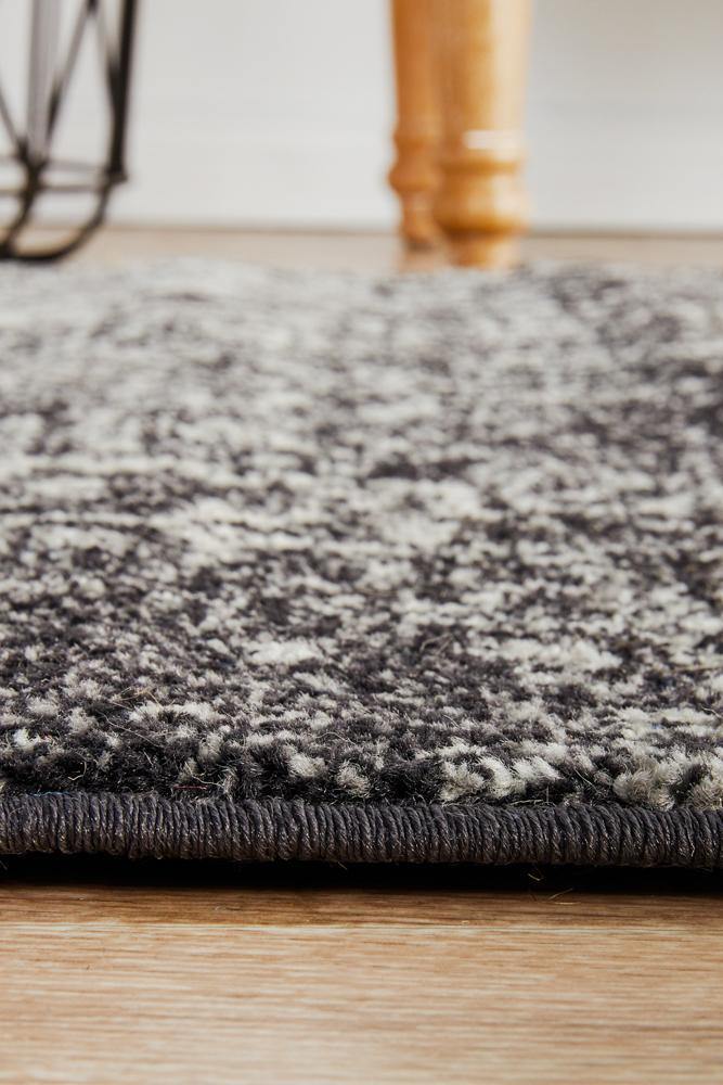 Evoke Scape Charcoal Transitional Runner Rug - Cozy Rugs Australia