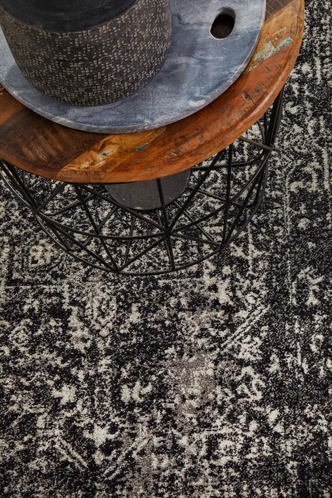 Evoke Scape Charcoal Transitional Runner Rug - Cozy Rugs Australia