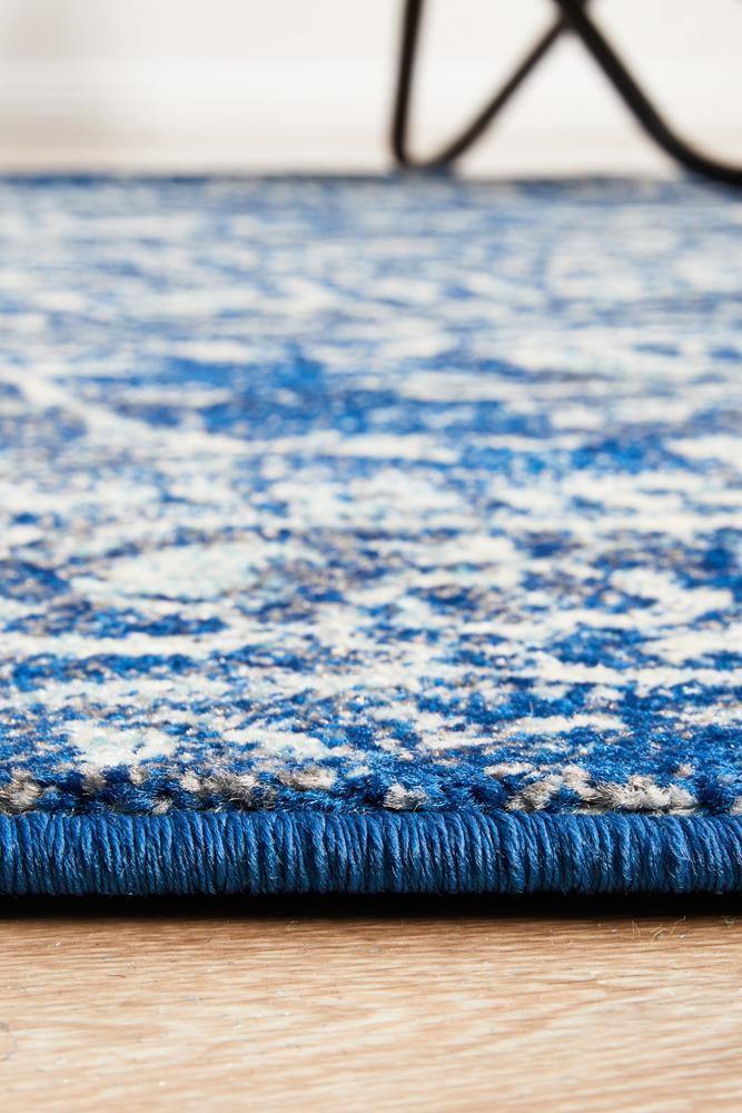 Evoke Contrast Navy Transitional Round Rug - Cozy Rugs Australia