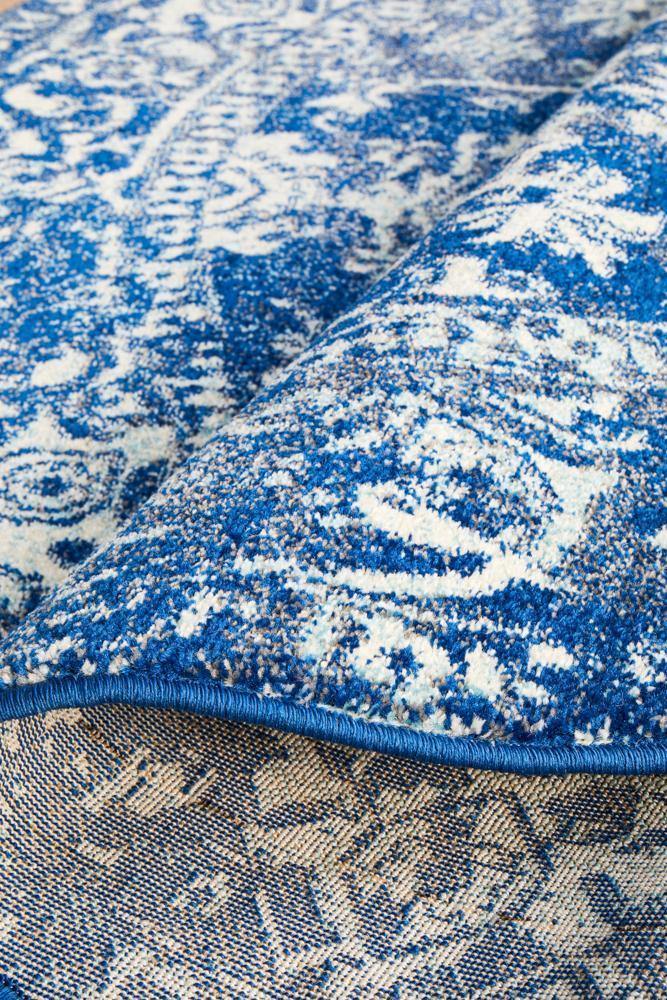 Evoke Contrast Navy Transitional Round Rug - Cozy Rugs Australia