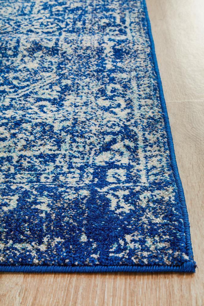 Evoke Contrast Navy Transitional Runner Rug - Cozy Rugs Australia
