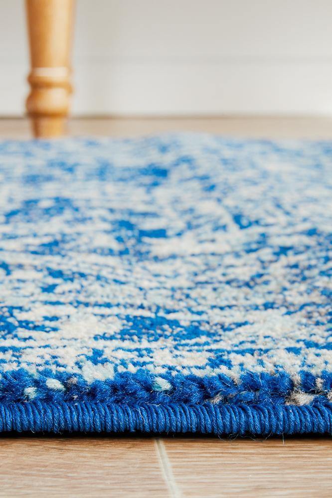 Evoke Contrast Navy Transitional Runner Rug - Cozy Rugs Australia