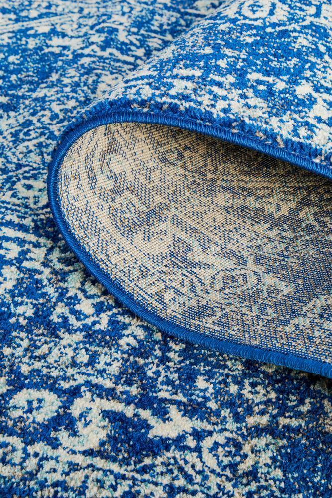 Evoke Contrast Navy Transitional Runner Rug - Cozy Rugs Australia