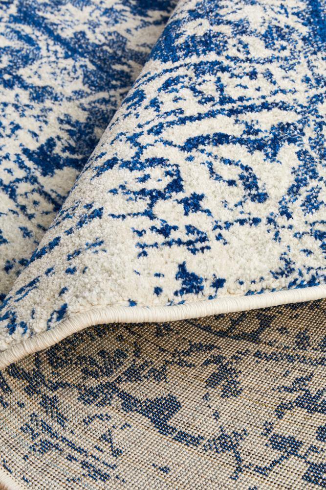 Evoke Horizon White Navy Transitional Round Rug - Cozy Rugs Australia