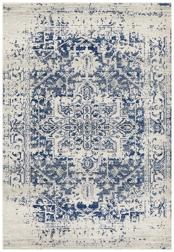 Evoke Horizon White Navy Transitional Rug - Cozy Rugs Australia