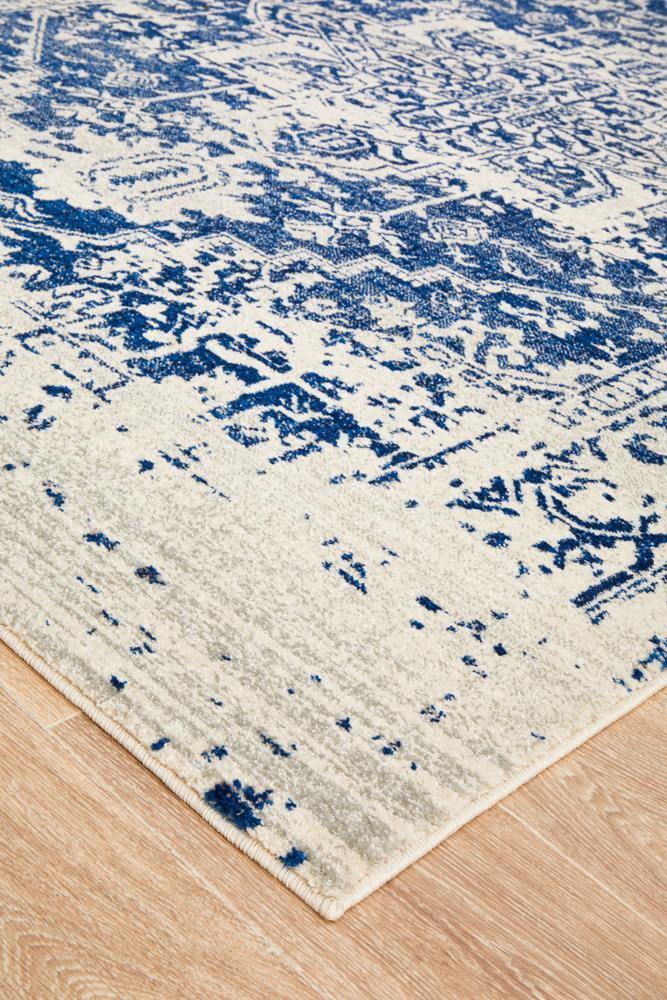 Evoke Horizon White Navy Transitional Rug - Cozy Rugs Australia