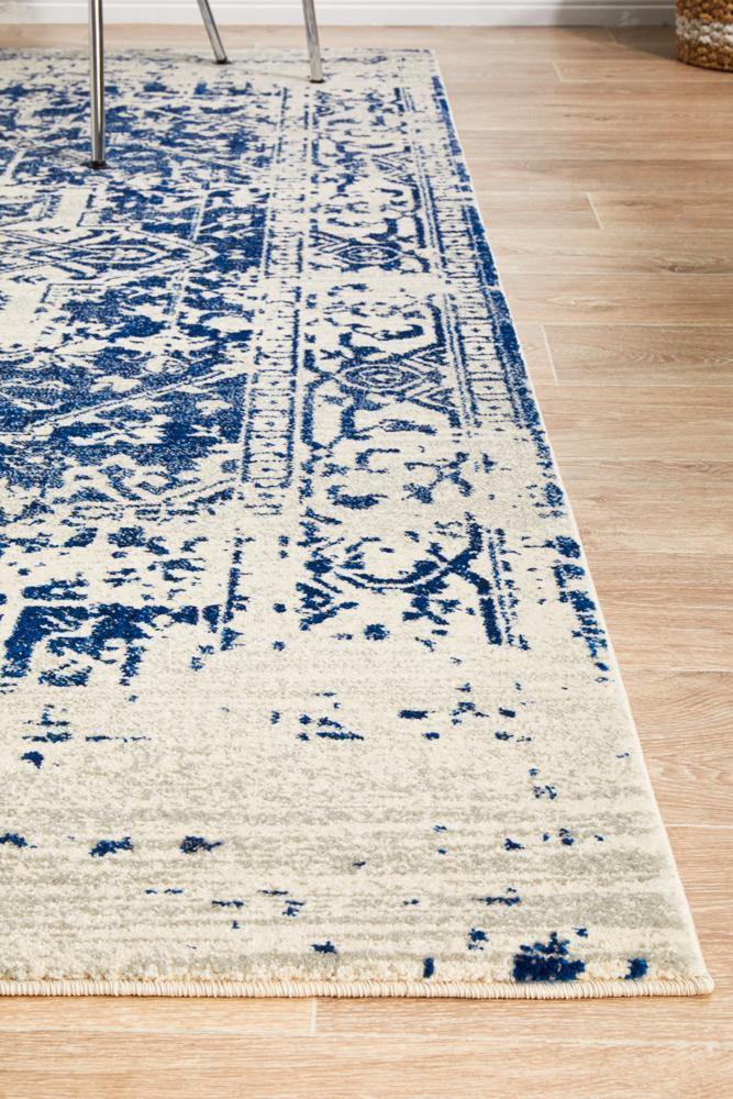 Evoke Horizon White Navy Transitional Rug - Cozy Rugs Australia