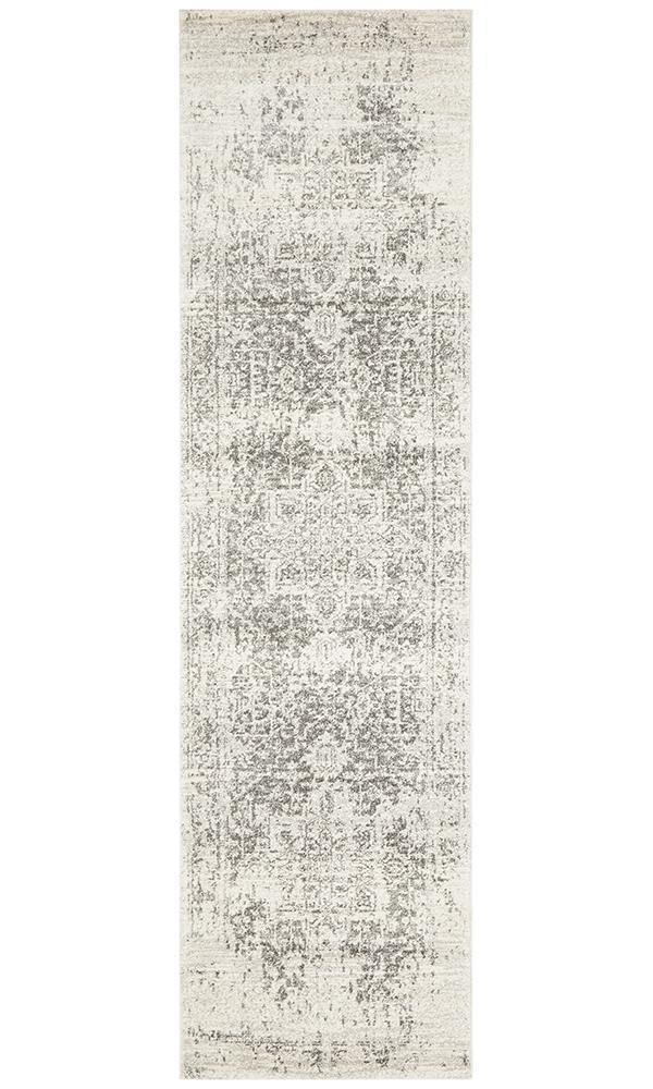 Evoke Dream White Silver Transitional Runner Rug - Cozy Rugs Australia