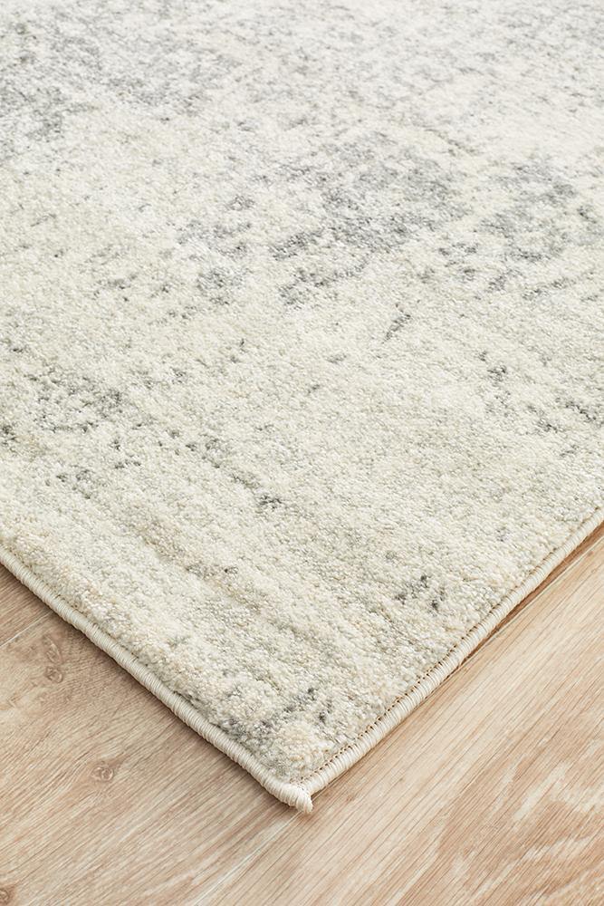 Evoke Dream White Silver Transitional Runner Rug - Cozy Rugs Australia